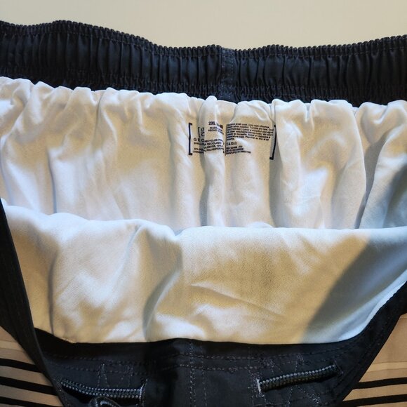 George At The Knee Swim Trunks Grey Black Striped Mens 2XL (44-46) NEW‎ NWT - Picture 11 of 12